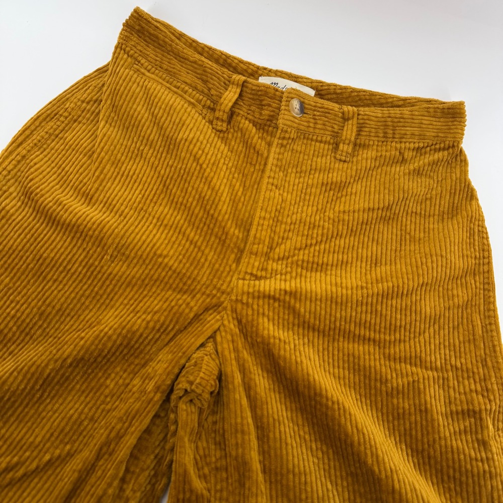 Madewell Slim Emmett Wide-Leg Crop Pants Women 26 Mustard Corduroy High Rise